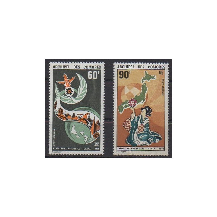 Acheter ces timbres des Comores de l'année 1970 (No PA30/PA31).