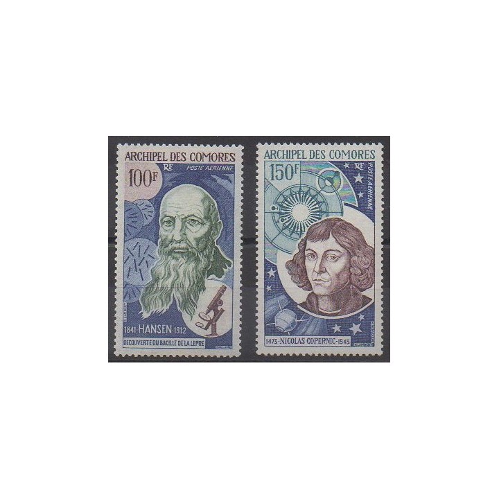 Acheter ces timbres des Comores de l'année 1973 (No PA55/PA56).