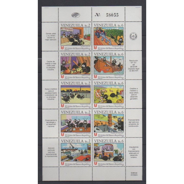 Buy this set of stamps of Venezuela of the year 1988 (Nb 1375/1384).