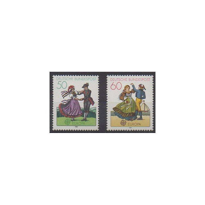 Acheter cette série de timbres de l'Allemagne occidentale (RFA) de l'année 1981 (No 928/929).