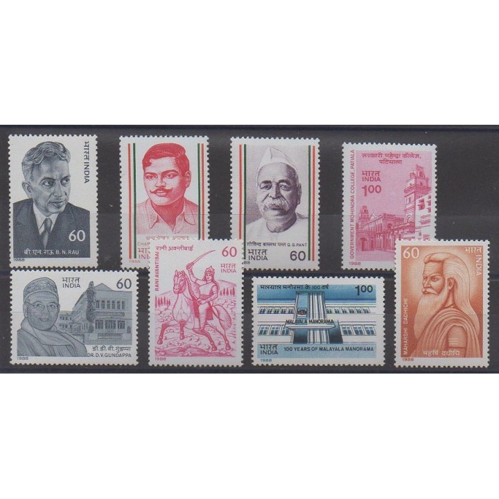 Buy this set of stamps of India of the year 1988 (Nb 961/968).