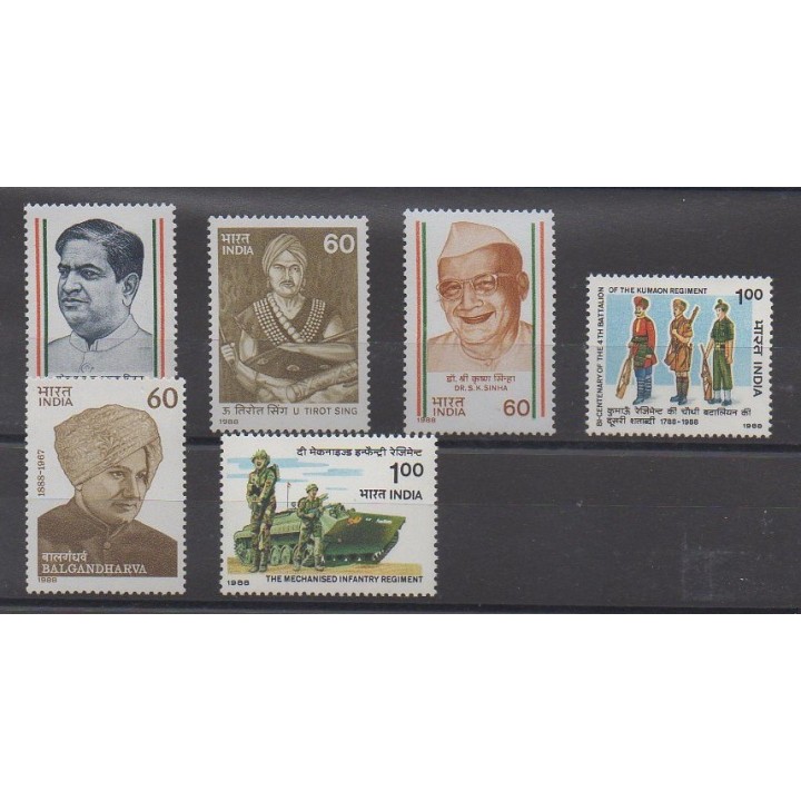 Buy this set of stamps of India of the year 1988 (Nb 955/960).