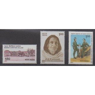 Acheter cette série de timbres d'Inde de l'année 1987 (No 908/910).