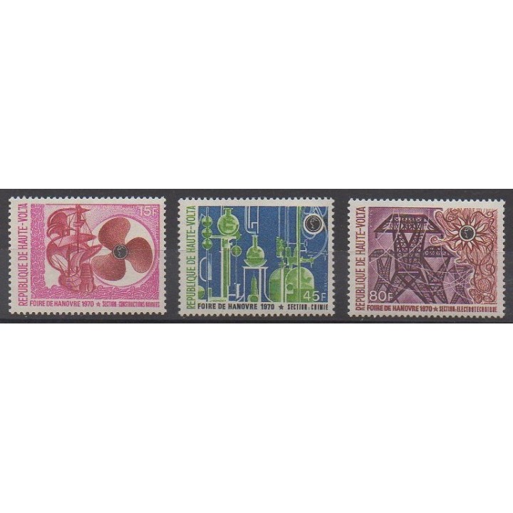 Acheter cette série de timbres de Haute-Volta de l'année 1970 (No 220/222).