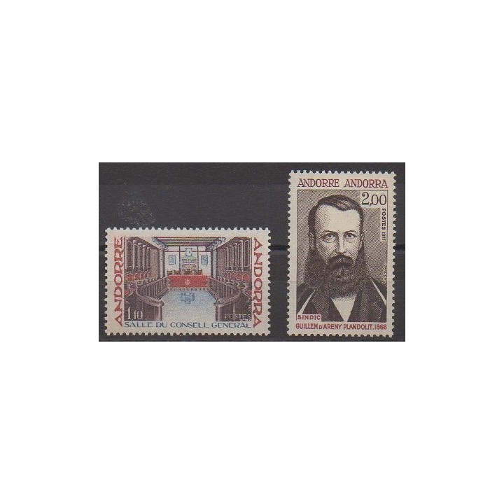 Acheter cette série de timbres d'Andorre français de l'année 1977 (No 265/266).