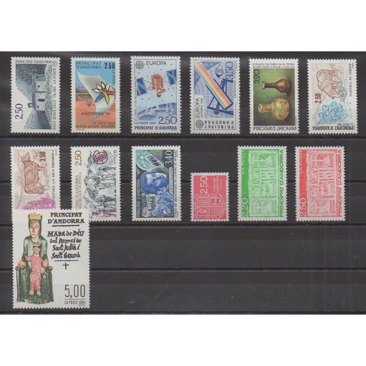 Acheter les timbres d'Andorre français  de l'année 1991 (No 400/412).