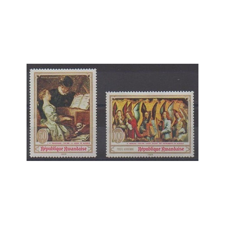 Buy these stamps of Rwanda of the year 1969 (Nb PA6/PA7).