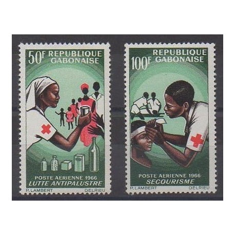 Gabon - 1966 - No PA43/PA44 - Santé ou Croix-Rouge