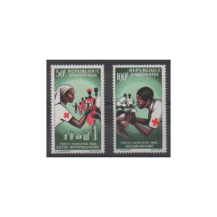 Acheter ces timbres du Gabon de l'année 1966 (No PA43/PA44).