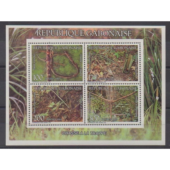 Acheter ce bloc-feuillet du Gabon de l'année 1993 (No BF Chasse à la trappe).