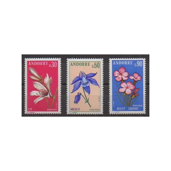 Acheter cette série de timbres d'Andorre français de l'année 1973 (No 229/231).