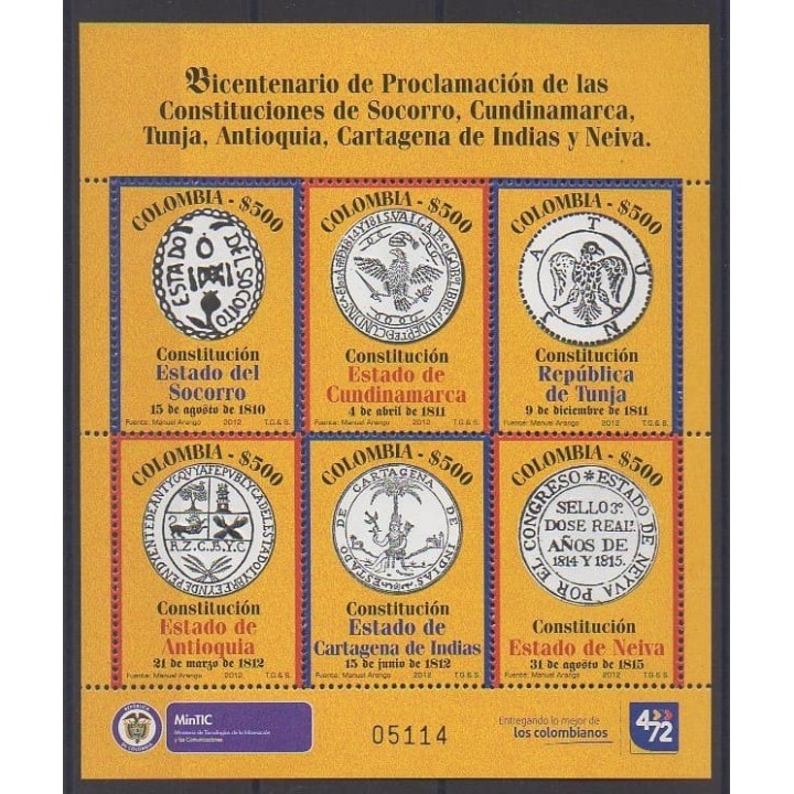 Acheter cette série de timbres de la Colombie de l'année 2012 (No 1702/1707).