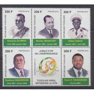 Buy this set of stamps of Togo of the year 2010 (Nb 2055J/2055N).