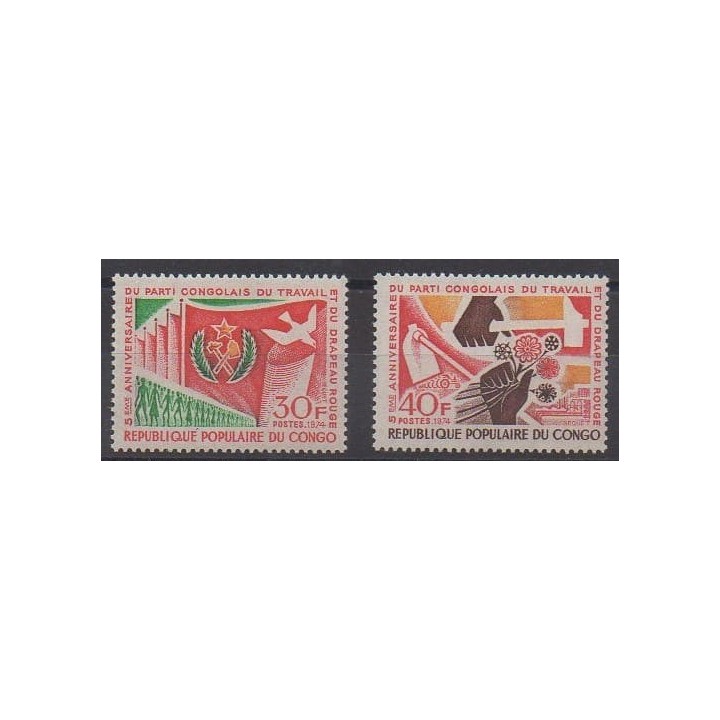 Buy this set of stamps of Republic of Congo of the year 1974 (Nb 357/358).