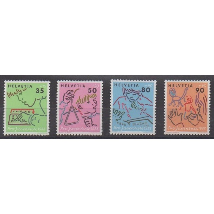 Buy this set of stamps of Swiss of the year 1988 (Nb 1309/1312).