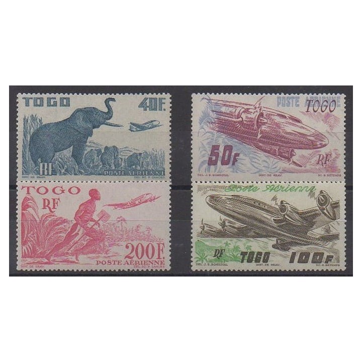 Acheter ces timbres du Togo de l'année 1947 (No PA17/PA20). - Neuf avec charnière