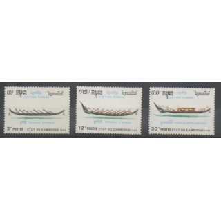 Timbres - Cambodge - 1989 - No 892A/892C - Bateaux