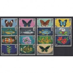 Solomon (Islands) - 1972 - Nb 213/227 - Flowers - Insects - Sea life