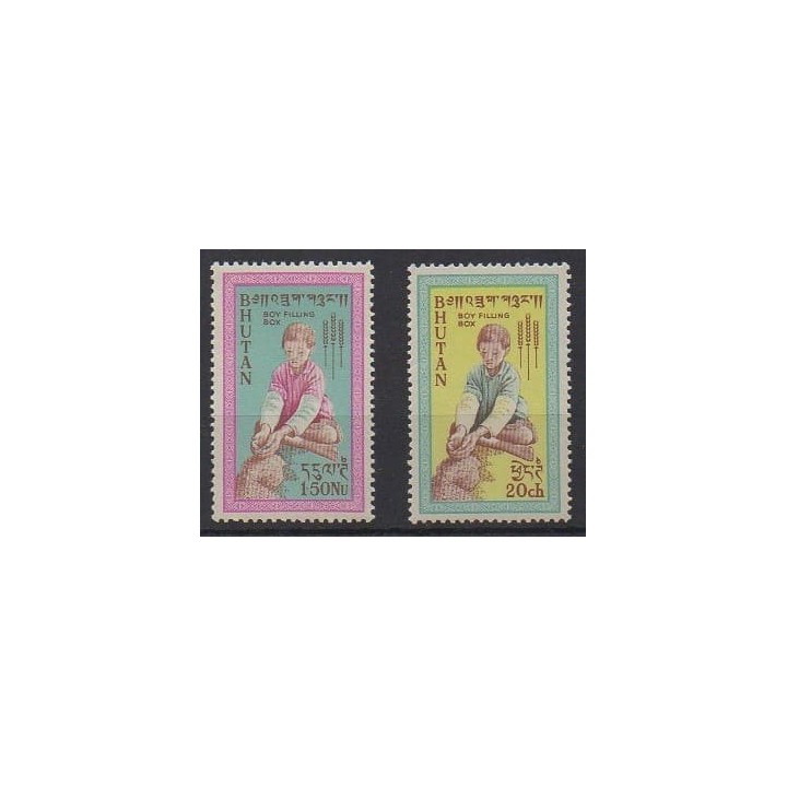 Acheter cette série de timbres du Bhoutan de l'année 1963 (No 17/18).