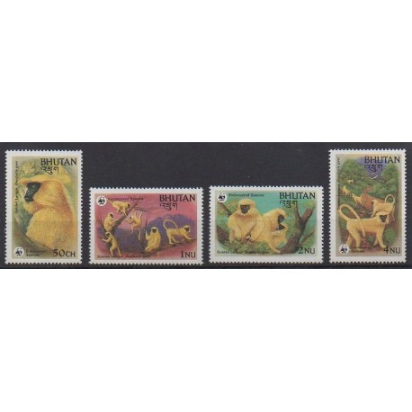 Bhutan - 1984 - Nb 621/624 - Mamals - Endangered species - WWF