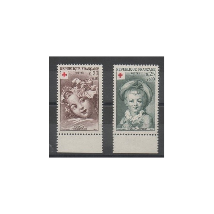 Stamps - France - Varieties - 1962 - Nb 1366a/1367a