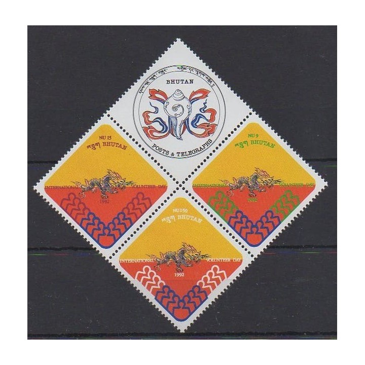 Acheter cette série de timbres du Bhoutan de l'année 1992 (No 1027/1029).