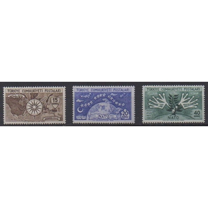 Buy this set of stamps of Turkey of the year 1954 (Nb 1212/1214).