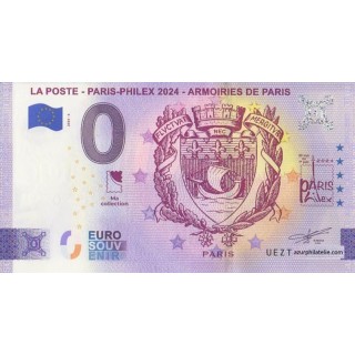 Billet souvenir touristique - 2024-6 - La Poste - Paris-Philex 2024 - Armoiries de Paris - (Paris)