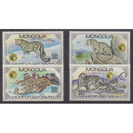 Mongolie - 1985 - No 1374/1377 - Mammifères - Espèces menacées - WWF