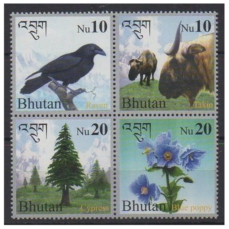 Bhutan - 2005 - Nb 1787/1790 - Animals - Flora