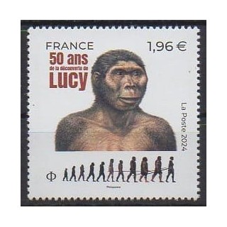 Buy this stamp of France of the year 2024 (Découverte de Lucy).