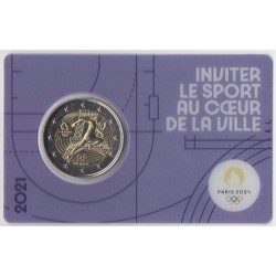 2 euro commémorative - France - 2021 - 2 Euros Commémorative France 2021 - JO de Paris 2024 - Coincard violet - Coincard