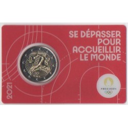 2 euro commémorative - France - 2021 - 2 Euros Commémorative France 2021 - JO de Paris 2024 - Coincard rouge - Coincard