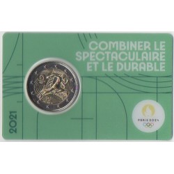 2 euro commémorative - France - 2021 - 2 Euros Commémorative France 2021 - JO de Paris 2024 - Coincard vert - Coincard