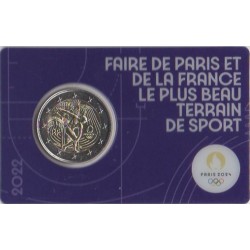 2 euro commémorative - France - 2022 - 2 Euros Commémorative France 2022 - JO de Paris 2024 - Coincard violet - Coincard