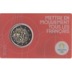 2 euro commémorative - France - 2022 - 2 Euros Commémorative France 2022 - JO de Paris 2024 - Coincard rouge - Coincard