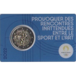2 euro commémorative - France - 2022 - 2 Euros Commémorative France 2022 - JO de Paris 2024 - Coincard bleu - Coincard