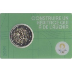 2 euro commémorative - France - 2022 - 2 Euros Commémorative France 2022 - JO de Paris 2024 - Coincard vert - Coincard