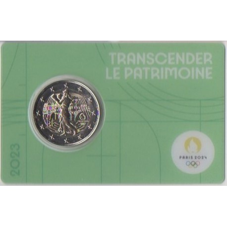 2 euro commémorative - France - 2023 - 2 Euros Commémorative France 2023 - JO de Paris 2024 - Coincard vert - Coincard