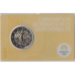 2 euro commémorative - France - 2023 - 2 Euros Commémorative France 2023 - JO de Paris 2024 - Coincard jaune - Coincard