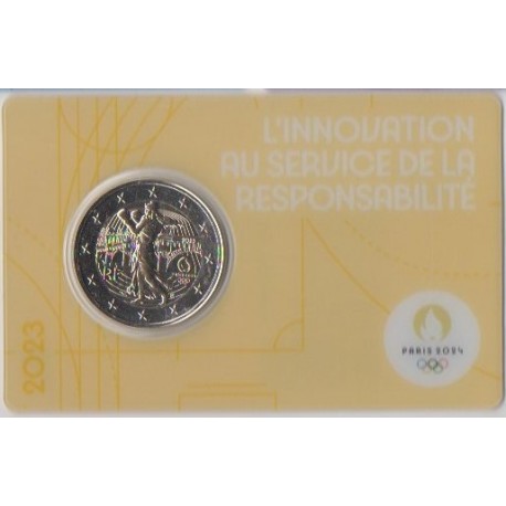 2 euro commémorative - France - 2023 - 2 Euros Commémorative France 2023 - JO de Paris 2024 - Coincard jaune - Coincard