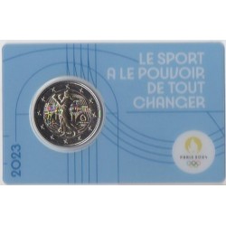 2 euro commémorative - France - 2023 - 2 Euros Commémorative France 2023 - JO de Paris 2024 - Coincard bleu - Coincard