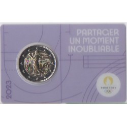 2 euro commémorative - France - 2023 - 2 Euros Commémorative France 2023 - JO de Paris 2024 - Coincard violet - Coincard
