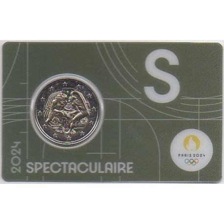 2 euro commémorative - France - 2024 - 2 Euros Commémorative France 2024 - JO de Paris 2024 - Coincard jaune - Coincard