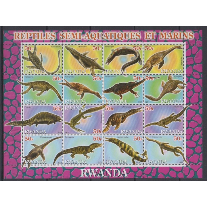 Acheter cette série de timbres du Rwanda de l'année 2001 (No Petite feuille de 16 valeurs).