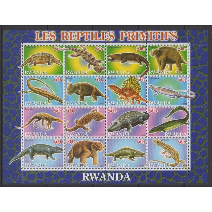 Buy this set of stamps of Rwanda of the year 2001 (Nb Petite feuille de 16 valeurs).