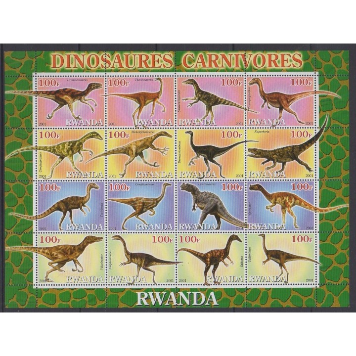 Buy these stamps of Rwanda of the year 2001 (Nb Petite feuille de 16 valeurs).