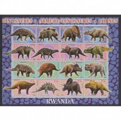 Rwanda - 2001 - Petite feuille de 16 valeurs (Dinosaures) - Animaux préhistoriques