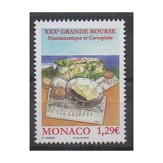 Acheter ce timbre de Monaco de l'année 2024 (Bourse numismatique).