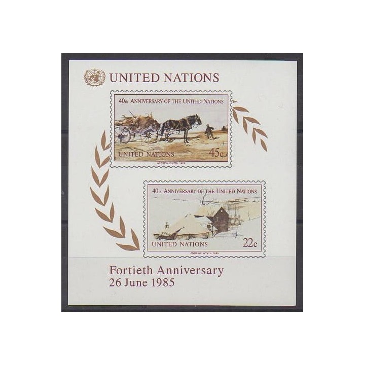 Acheter ce bloc-feuillet des Nations Unies (bureau de New-York) de l'année 1985 (No BF8).